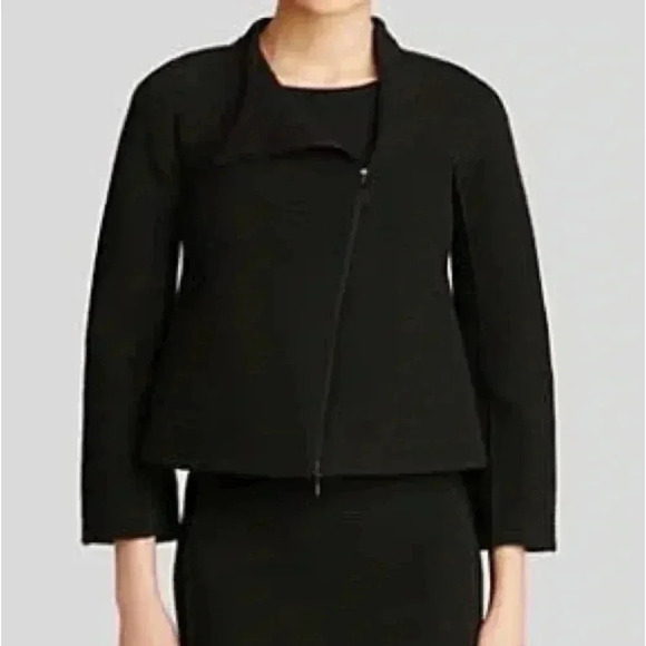 ARMANI COLLEZIONI STRETCH RIBBED ASYMMETRICAL ZIP JACKET Size 10 - Picture 2 of 12